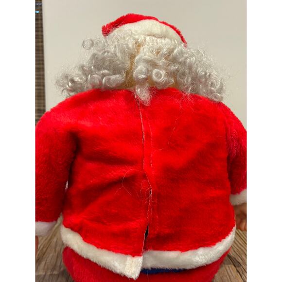 Vintage Santa Claus Plush Doll Vinyl Face & Hands Curly Hair Christmas Decor - Picture 3 of 4